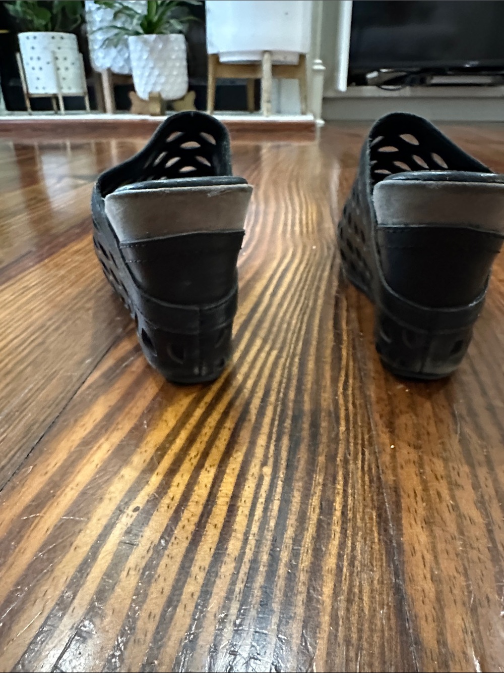 Antelope Black Perforated Wedge Slide Mules - Picture 5 of 8